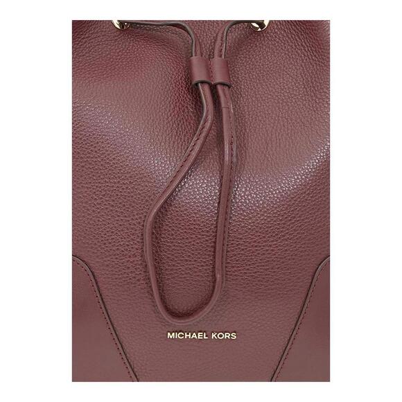 Michael Kors Cary Pebbled Leather Bucket Bag Handbag Purse- Oxblood, NEW - Picture 4 of 6